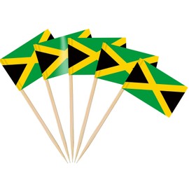 AhfuLife Pack of 200 Jamaica Toothpick Flags, Jamaica Decorative Flag, Small Mini Toothpick for 2025, Jamaica Independence Day, Olympic Jamaica Decoration, Cupcake Topper, Toothpick, Cocktail, Party,