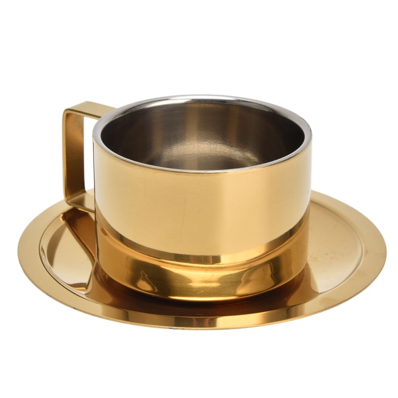 Coffee Cup Gold Fashionable Design Wearable Convenient Practical Stainless Steel
