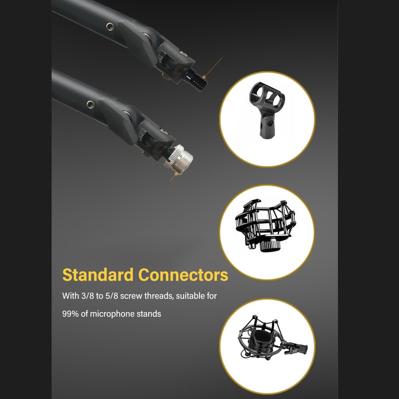 Microphone Arm Stand 180 Degree Adjustable Stable Durable Carbon Steel