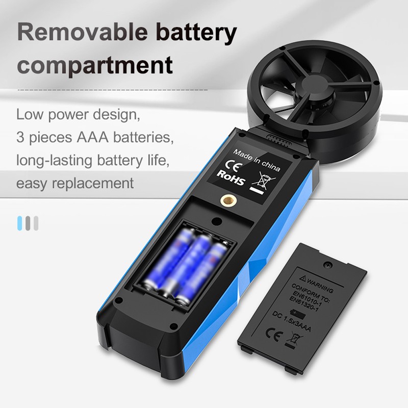 Handheld High Accuracy Anemometer Double Bearing 8-blade Fan Digital Anemometer