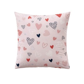 Vertbaudet Children's Bed Linen Set "Happy Hearts" Pink/Multicoloured Printed 140 x 200 cm Cushion 63 x 63 cm