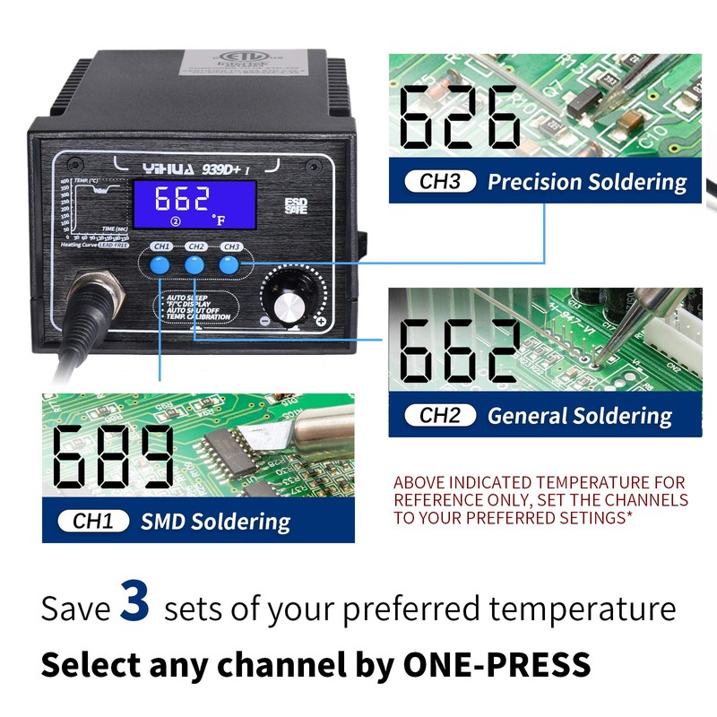 YIHUA 939D+ I Soldering Station, Upgraded, 75 Watt Equivalent with