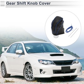 RATCHROLL Gear Shift Knob Cover for Subaru Impreza 2017-2023 Anti-Slip Stick Shifting Handle Protector Faux Leather 1 Pc Pebbled Black Blue