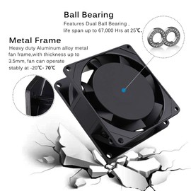 GDSTIME 80 mm Fan 80 x 25 mm 230 V Dual Ball Bearing AC 220 V 80 mm Cooling Axial Fan