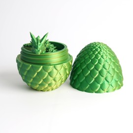 Flavery Dragon Egg - Surprise Egg with Pearly Sheen Dragon Inside, 3D Printed Gift, Articulated Dragon Toy for Birthday, Home Decor (Green Mix Gold)