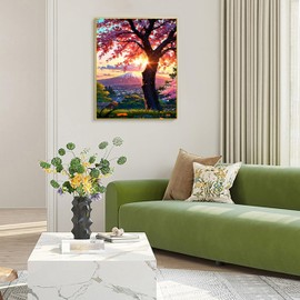 Yunruily Sunset Canvas Paint by Numbers for Adults-Landscape Paint by Numbers Kits for Adults,Mountion Painting by Number Kits on Canvas Perfect for Gifts Home Wall Decor(16x20inch)