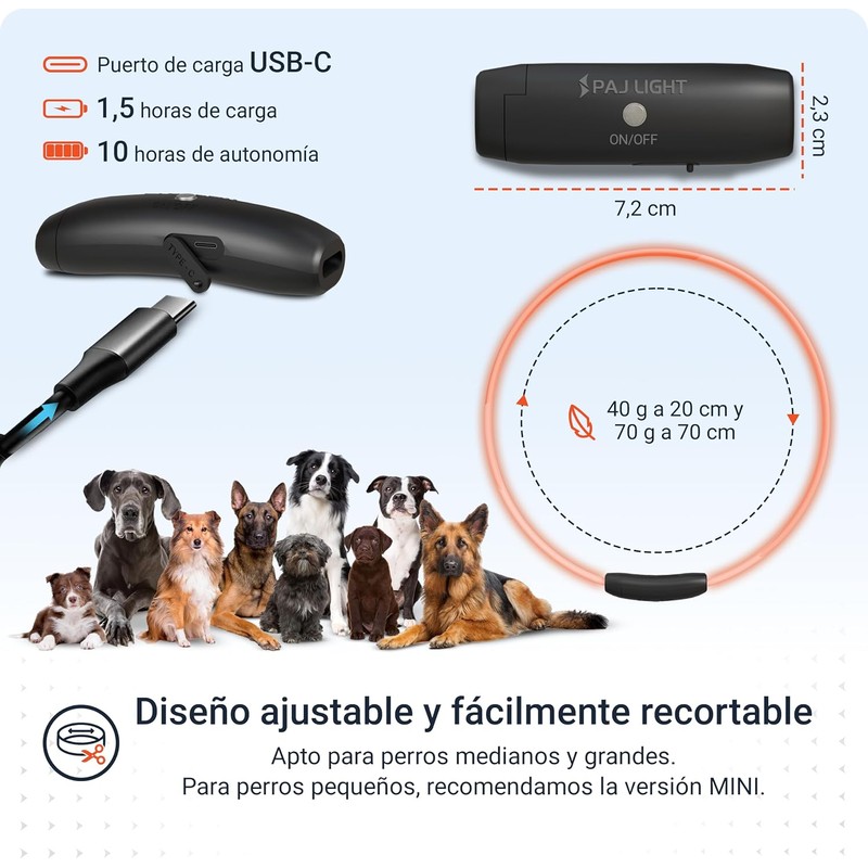 PAJ GPS – Collar LED+GPS Tracker Perros, 3 Meses Suscripción