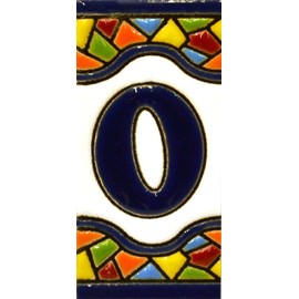 House numbers 3 inch. Handpainted house number tiles for signs, addresses and names. Address numbers for houses. House address numbers and letters. Design MOSAICO MINI 2,87" x 1,38" (NUMBER 0)