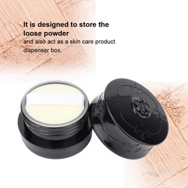 Makeup Powder Container, with Sifter and Powder Puff, Reusable Portable Vintage Powder Bottle for Women (Black)