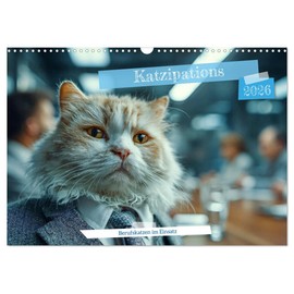 Katzipations - Professional cats in action, US-Version (Wall Calendar 2026 DIN A3 Landscape), CALVENDO 12 Month Wall Calendar