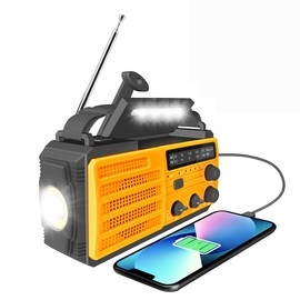 Winnes Solarbetriebenes Kurbelradio 8000 mAh, tragbares Notfallradio AM/FM mit wiederaufladbarem Akku, LED-Taschenlampe, SOS-Alarm und Generator mit Kurbel, ideal für Camping