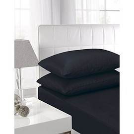 NIYS Luxury Bedding 100% Egyptian Cotton Flat BedSheets (Single, Black)