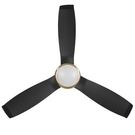 Wynwood Fan Kathy Ireland Home 52-Inch Freya Outdoor Damp Rated Ceiling Fans with Lights and Remote – Damp Rated for Indoor/Outdoor, 6-Speed DC Motor, Matte Black with Brass Accents [KICF58312]
