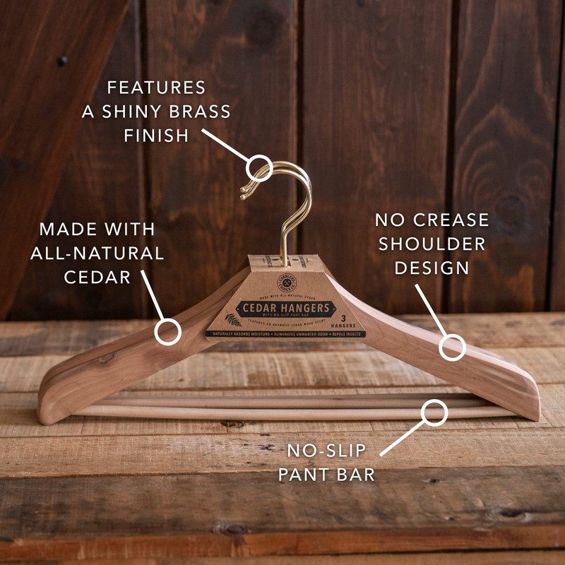 Cobbler's Choice Cedar Hanger (3-Pack), Naturally Absorbs Moisture, Eliminates Unwanted