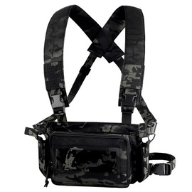 KRYDEX Tactical Chest Rig with Triple 5.56/7.62 Mag Pouch Insert 9mm Mag Pouches and X Harness (MK)
