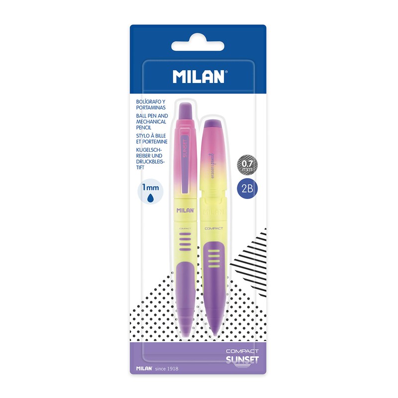 MILAN Blister pack 1 ballpoint pen + 1 mechanical pencil