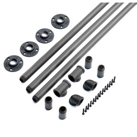 DIYHD 12FT Wall Mount Pipe Handrail for Stairs,Industrial Rustic Black Indoor Deck Hand Rail