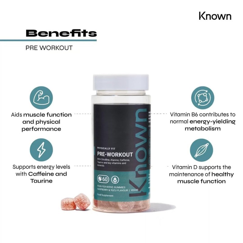 Pre-Workout Gummies 80mg Caffeine & 100mg Taurine per Serve by