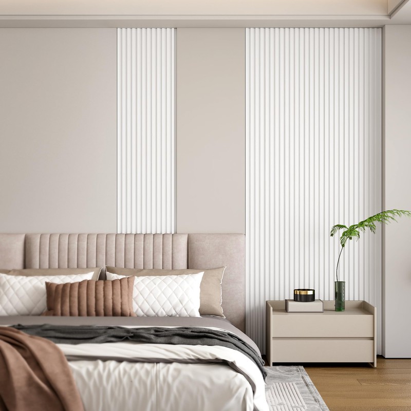 MODCART 16 Pack Slat Wall Panels, WPC Soundproof 3D Wall