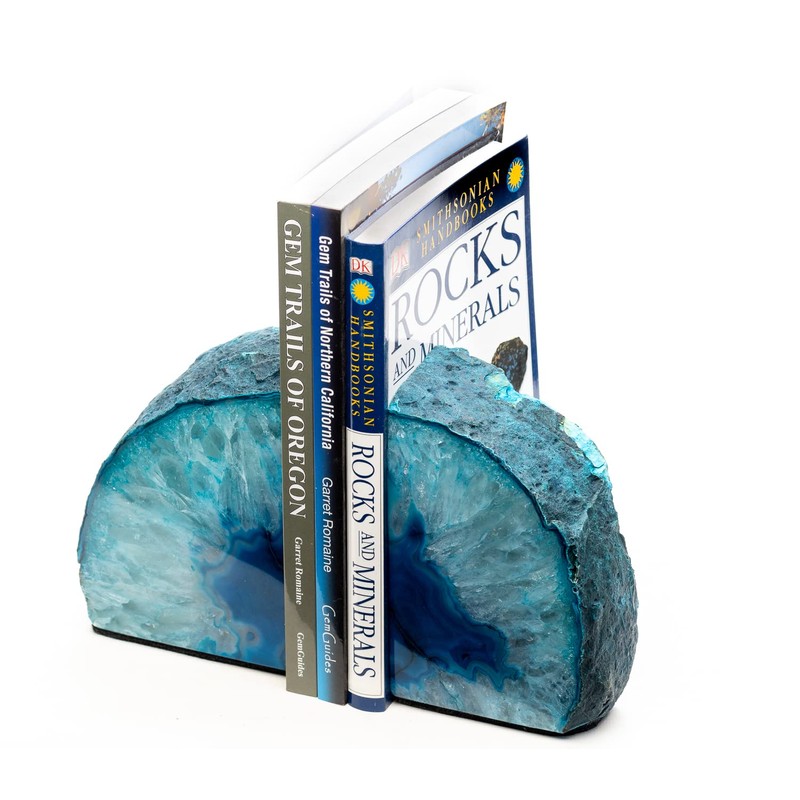 DesertUSA Agate Bookends with Bonus Minerals (6-8 lb, Teal)