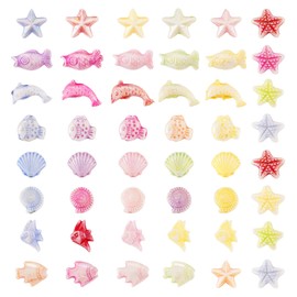 Sparkeads 80 G Starfish Beads for Bracelets,Marine Craft Beads,Beach Charm,Fish Dolphin Shell Beads Summer Ocean Animal Beads Loose Spacer Beads for Jewelry Making Supplies DIY Necklace Beading Kit