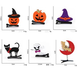LIMSPACE Halloween Hairpin Hair Clip Pumpkin Ghost Bat Cat Moon Hat Hairpin Hat Hair Accessories Photo Props Carnival Costume Party Party Supplies Cosplay Supplies Decoration Props (6 Halloween Hair
