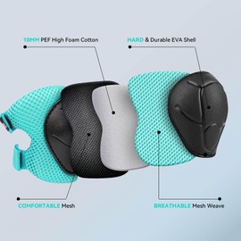 Inkidio Knee Pads for Kids Unicorn Protective Gear Set Knee Pads and Elbow Pads Set with Wrist Guard for Girls Boys Roller Skates Inline Skatings Scooter Cycling Bike Skateboard(Medium Cyan)