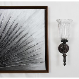 Sweet Summer Living Set of 2 Pieces Wall Candle Holders Metal Sconces with Crystal Glass, Wall Decorations, Hanging Candle Sconce 17 inch Height x 6 inch Width Oil Rubbed Finish