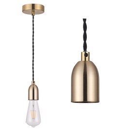 Brass Ceiling Pendant Light Fitting, Twisted Braided Flex,E27 Lamp Holder Suspended Pendant Light Fitting Kit-Ancient Brass(CMF02ABS)