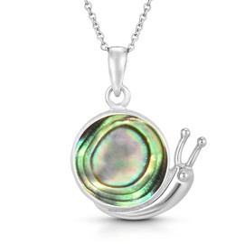 AeraVida Adorable Little Snail on Abalone Shell Sterling Silver Animal Pendant Necklace | Adorable Snail Pendant Necklace for Women | Animal Inspired Accessory for Anniversary Jewelry Gift