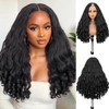 Yaki Curly V Part Wigs Black Loose Wave Wig with