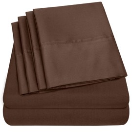 Full Size Bed Sheets - 6 Piece 1500 Supreme Collection Fine Brushed Microfiber Deep Pocket Full Sheet Set Bedding - 2 Extra Pillow Cases, Great Value, Full, Brown