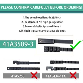 41A3589-3 41A3589‑12 Garage Door Belt,235'' Drive Belts 041A3589-3 for 7ft High Garage Doors,Compatible with Chamberlain 41A3589-12 Belt Assembly, Some Liftmaster Belts Replacement