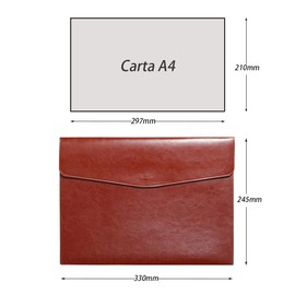 RisePlus Document Folder A4 Leather Briefcase A4 PU Leather Waterproof Office Travel Bag for Documents Vintage Design with Pen Pocket (Red)