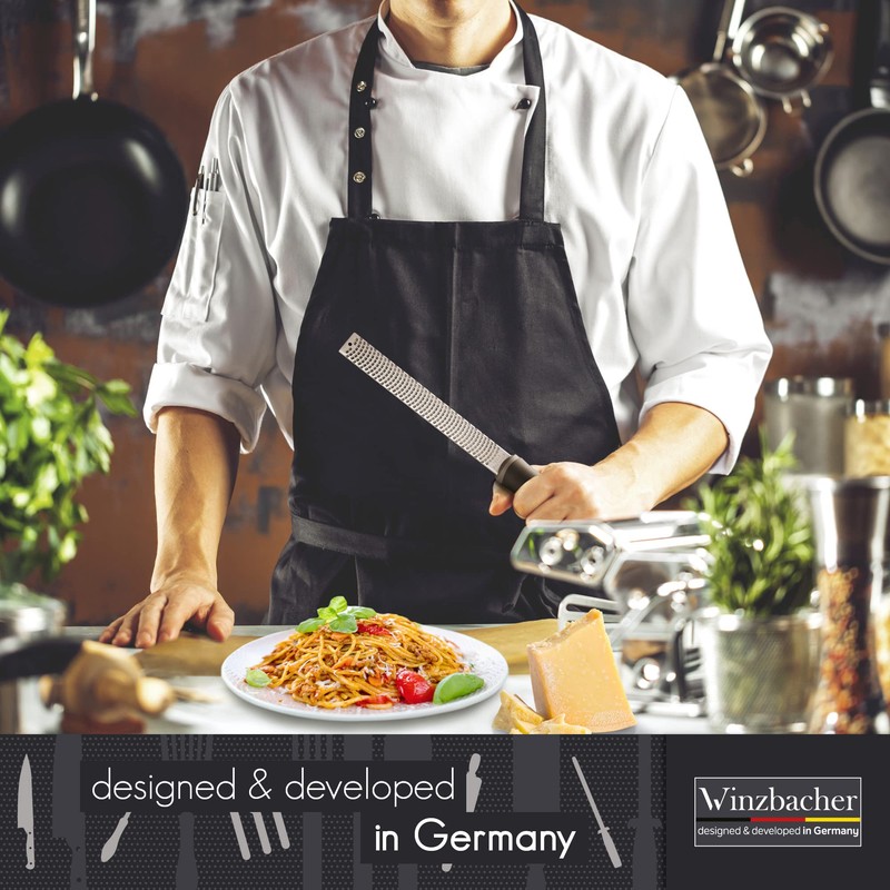 Winzbacher® Premium Zester, Parmesan/Lemon/Nutmeg/Ginger Grater and Much More, Razor-Sharp Stainless