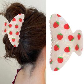 Strawberry Hair Claw Clips for Women Large Hair Clips for Thick Thin Summer Hairpins Aesthetic Jaw Barrettes Cute Strawberry Pattern Claws Fruit Claws Hair Accessories