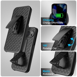 CusPra - Funda para Pixel 10 Pro XL con clip para cinturón y soporte, 2 en 1 resistente protección de grado militar de cuerpo completo (negro)