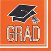 Creative Converting 320066 Graduation School Spirit Orange Napkins, 6.5",