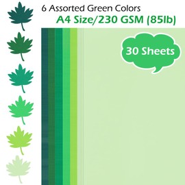 Wonninek 30 Sheets Cardstock Paper A4 Size 85 lb/230 GSM Gradual Change Green 6 Colors Card Stock Construction Paper for Scrapbook School Office Printing DIY Craft Card Making