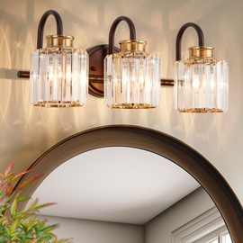 ALAISLYC ORB Bathroom Light Fixtures with K9 Crystal Lampshade Bathroom Lighting Over Mirror Vanity Lights for Living Room,Bedroom,Restroom,Hallway 3 Lights