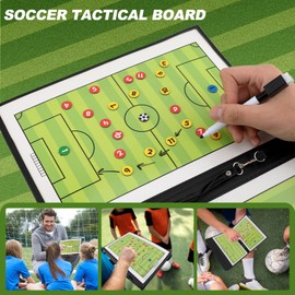 Dry Erase Soccer Lineup Board Folding Magnetic Soccer Coaching Board Clipboard with Marker Pen for