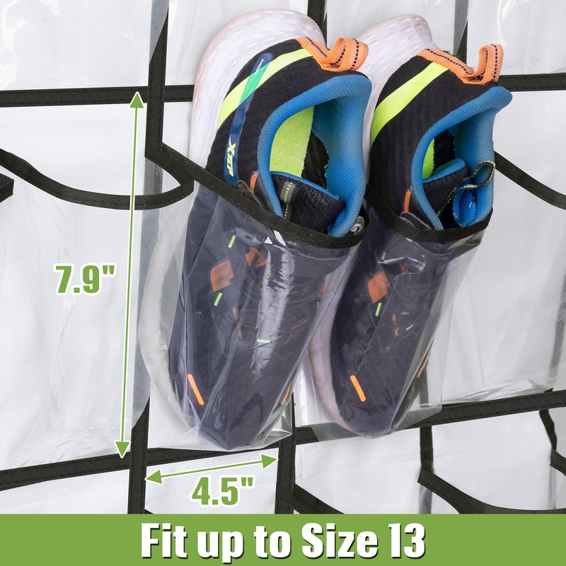 MISSLO 35 Clear Large Pockets Over The Door Shoe Organizer