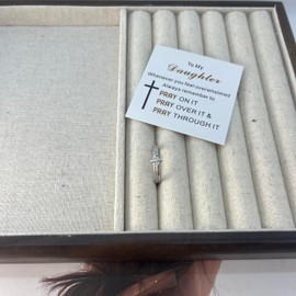 Cross Rings for Women, Let Go And Let God Ring, To My Daughter, Pray On It Golden Cross Ring, Stackable Cubic Zirconia Cross Ring Eternity Promise Ring for Her Wedding Band Ring Jewelry, 6#, Copper,