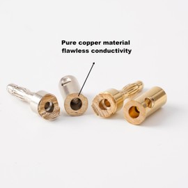 AcouZen 4Pcs Hi-End Banana Plugs - Pure Copper with Gold or Nickel Plating, Suitable for DIY Speakers and Matching Speaker Cables (4 Pieces Nickel-Plated)