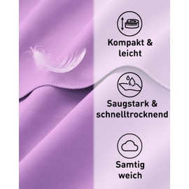 Fit-Flip Microfibre Towel in All Colours and Sizes, Lightweight Sports and Travel Towel, Quick-Drying, Large Bath Towel, Pack of 1, 200 x 100 cm, Lilac