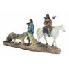 Indigenous Native American Indian Family With Horse And Wolves Migration