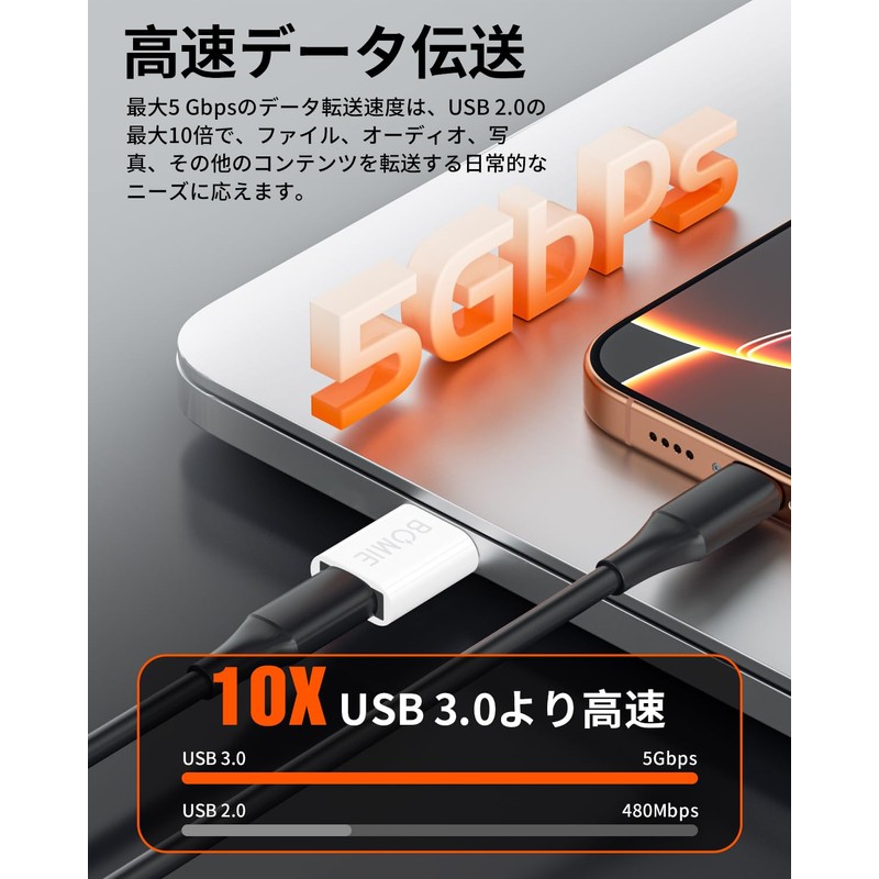 BOMIE USB Type-C Converter Adapter, PD27W/66W, QC100W, Fast Charging, 5Gbps,