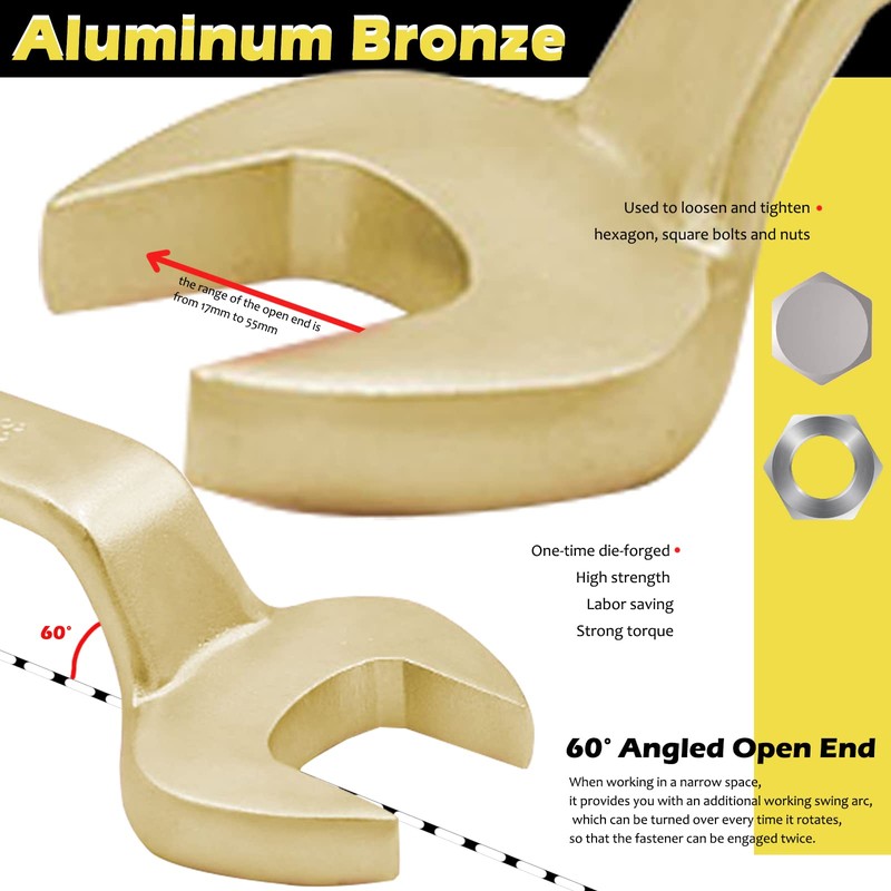WEDO Spark-free single open-end wrench, construction key with pin 60