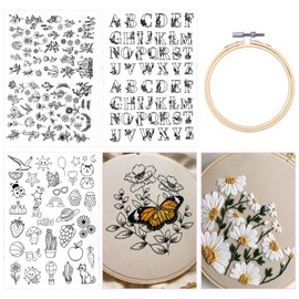 116 piezas de 3 hojas de calcomanía estabilizador soluble en agua A4 para bordado, papel de bordado, estabilizadores de bordado, con patrones de flores para bordado, costura a mano, amor (flor y