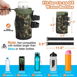 Desing Wish 24oz Bike Water Bottle Holder Bike Bottle Holder with Mesh Pocket Bike Cup Holder Sling Water Bottle Bag Carrier Sleeve Water Bottle Holder Mountain Bike Walking Scooter Sports Bottle Cage